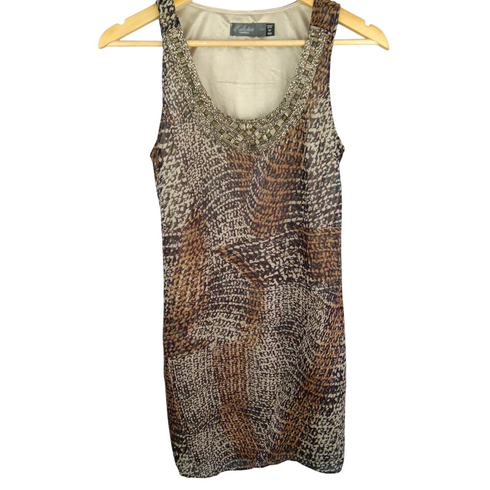 Costa Blanca Beaded Patterned Mini Dress